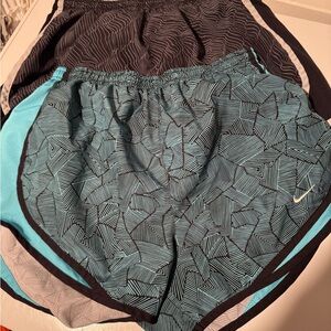 Set of 2 Nike Dri Fit Tempo Running Shorts WomenBlue Black Geometric Print Lined